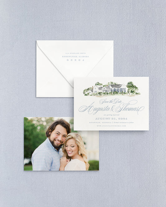 Augusta Horizontal Save the Date No. 4 - Ft. Venue Watercolor