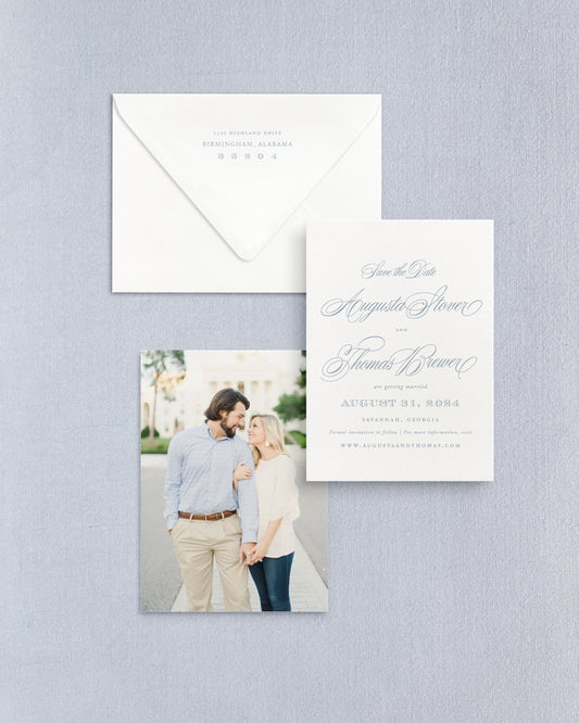 Augusta Vertical Save the Date No. 2 Empress Stationery