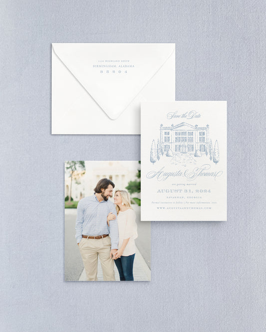 Augusta Vertical Save the Date No. 5 - Ft. Hand Drawn Venue