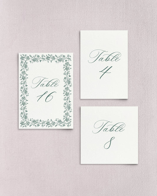 Camille Table Numbers