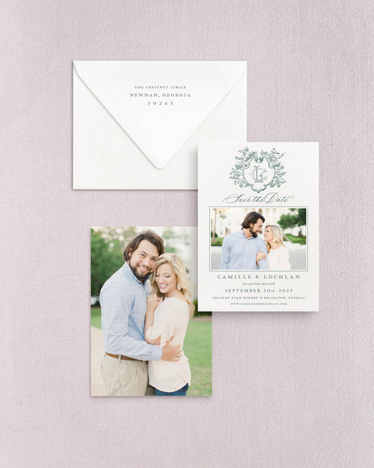 Camille Vertical Save the Date No. 3 - Ft. Photo Front