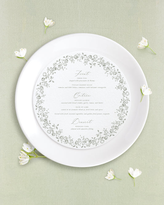 Cecilia Round Dinner Menus Empress Stationery
