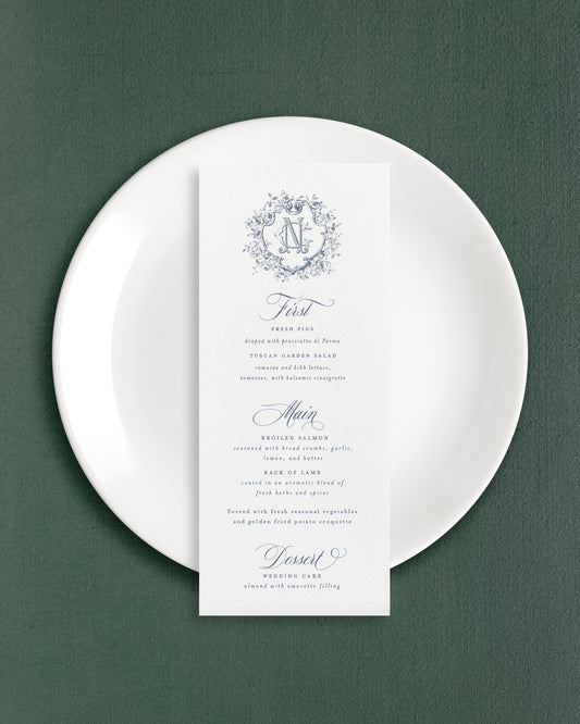 Charlotte Seated Dinner Menus Empress Stationery