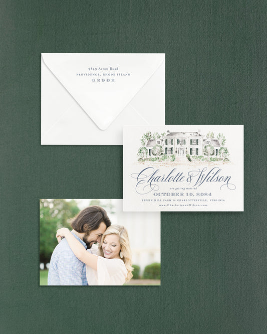 Charlotte Horizontal Save the Date No. 4 - Ft. Watercolor Venue Empress Stationery