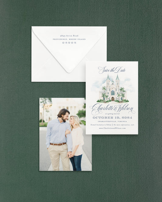 Charlotte Vertical Save the Date No. 4 - Ft. Watercolor Venue