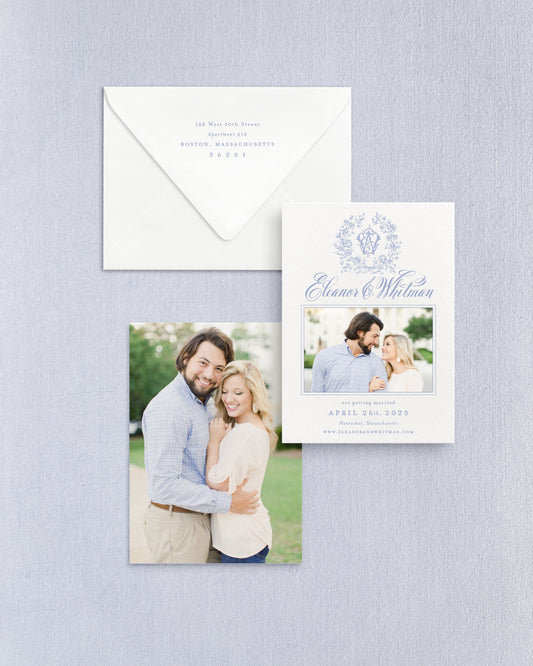Eleanor Vertical Save the Date No. 3 - Ft. Photo Front Empress Stationery