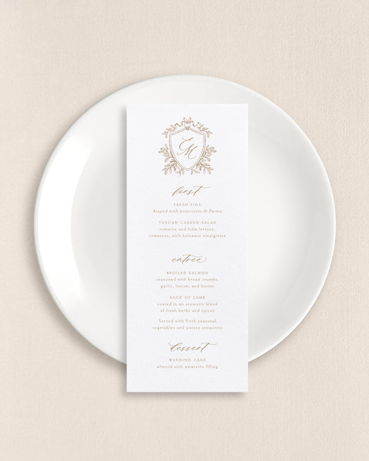 Elizabeth Seated Dinner Menus