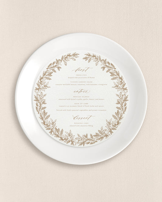 Elizabeth Round Dinner Menus Empress Stationery