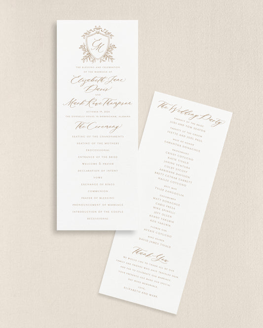 Elizabeth Wedding Programs