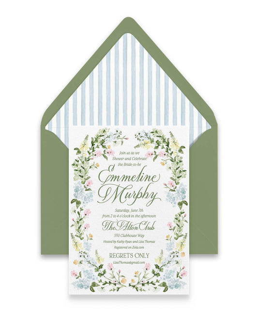 Emmeline Blue Shower Invitation Empress Stationery