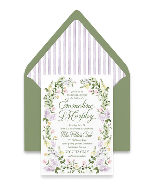 Emmeline Lavender Shower Invitation Empress Stationery