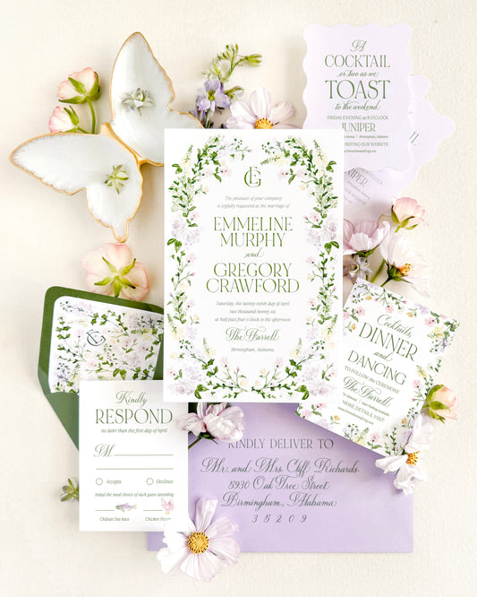 Lavender Emmeline Invitation Suite Empress Stationery