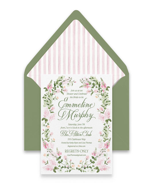 Emmeline Pink Shower Invitation Empress Stationery