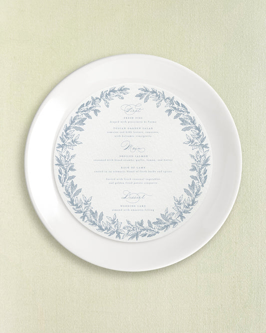 Eugenia Round Dinner Menus Empress Stationery