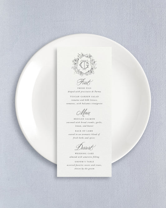 Greta Seated Dinner Menus