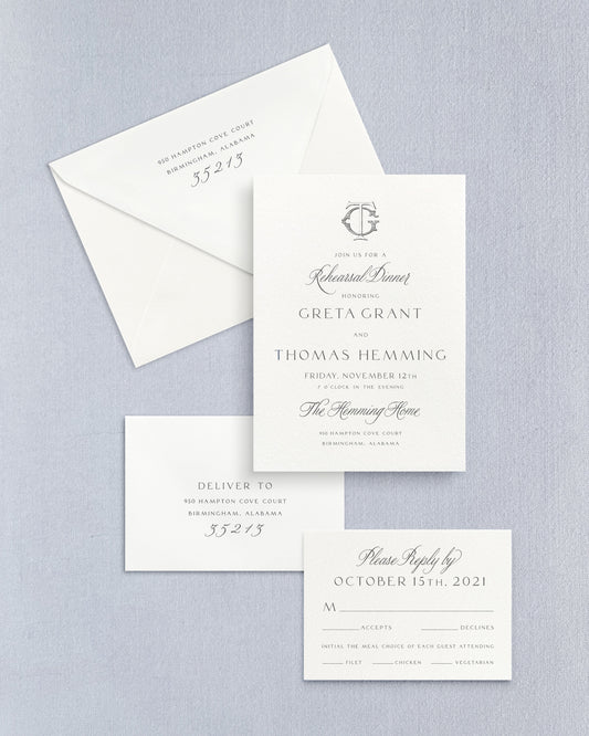 Greta Rehearsal Dinner Suite Empress Stationery