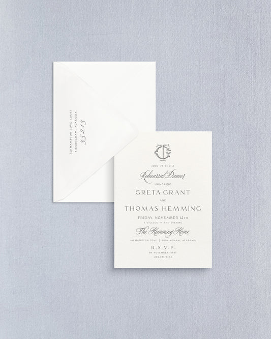 Greta Rehearsal Dinner Invitation Empress Stationery