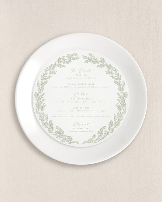 Ingrid Round Dinner Menus Empress Stationery