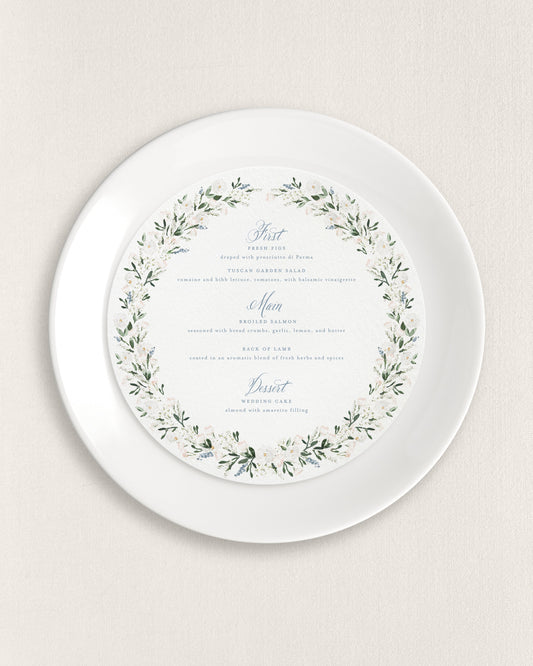 Louisa Round Dinner Menus Empress Stationery