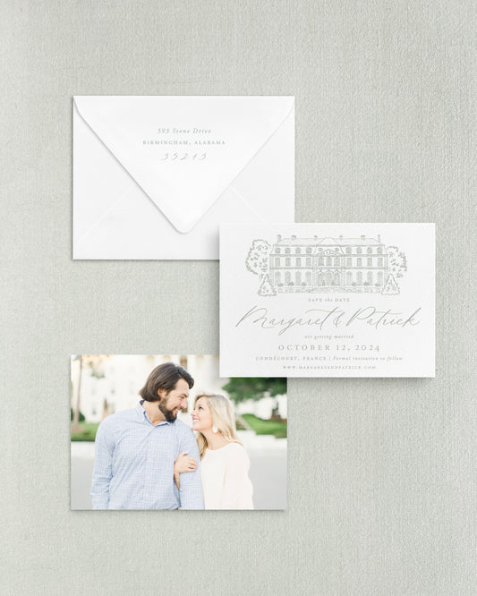 Margaret Horizontal Save the Date No. 5 - Ft. Hand Drawn Save the Date