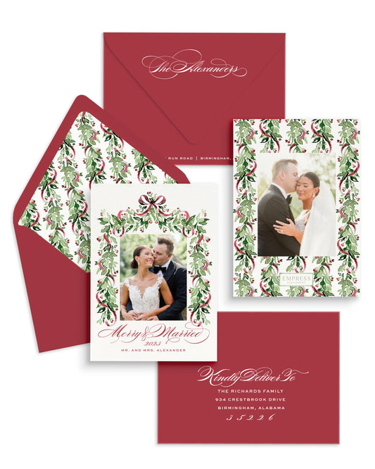 Newlywed Garland & Bow Christmas Card