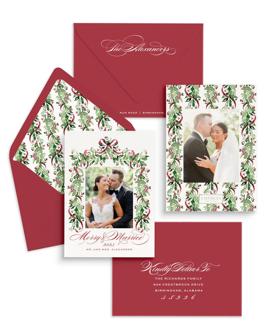 Newlywed Garland & Bow Christmas Card Empress Stationery