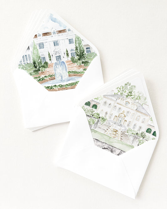 Watercolor Venue Invitation Envelope Liners