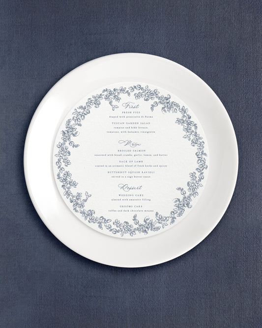 Vivienne Round Dinner Menus Empress Stationery