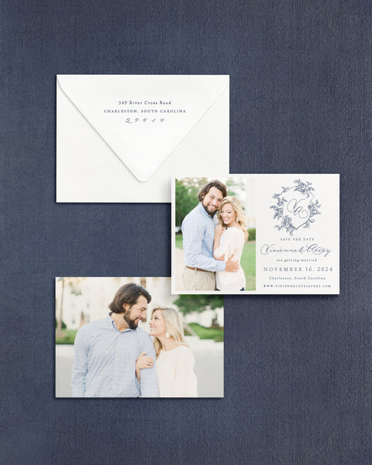 Vivienne Horizontal Save the Date No. 3 - Ft. Photo Front Empress Stationery