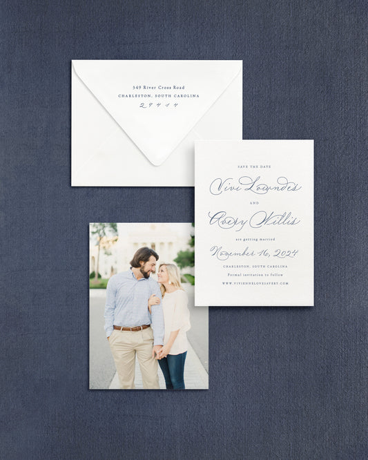 Vivienne Vertical Save the Date No. 2 Empress Stationery