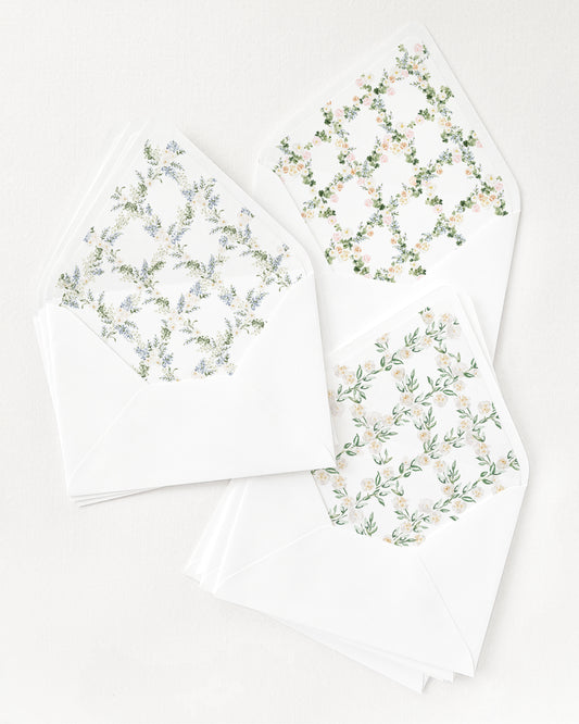 Watercolor Trellis Invitation Envelope Liners