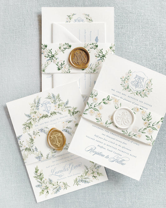 Watercolor Trellis Belly Band Empress Stationery