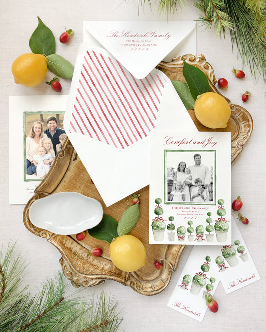 Topiary and Bow Christmas Card