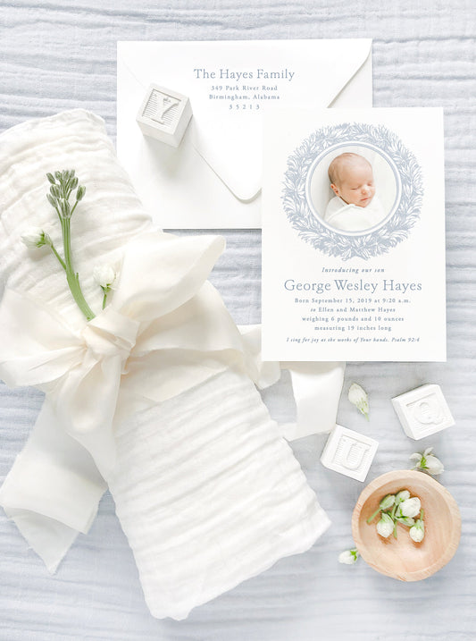Laureled Wreath Announcement Empress Stationery