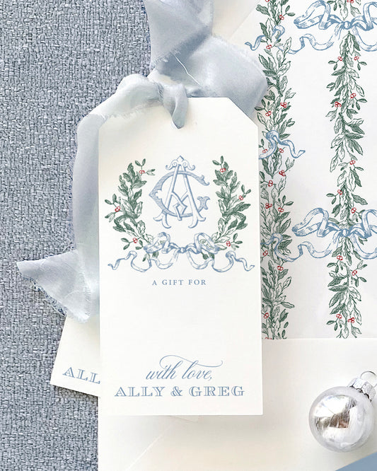 Holly and Ribbon Gift Tag
