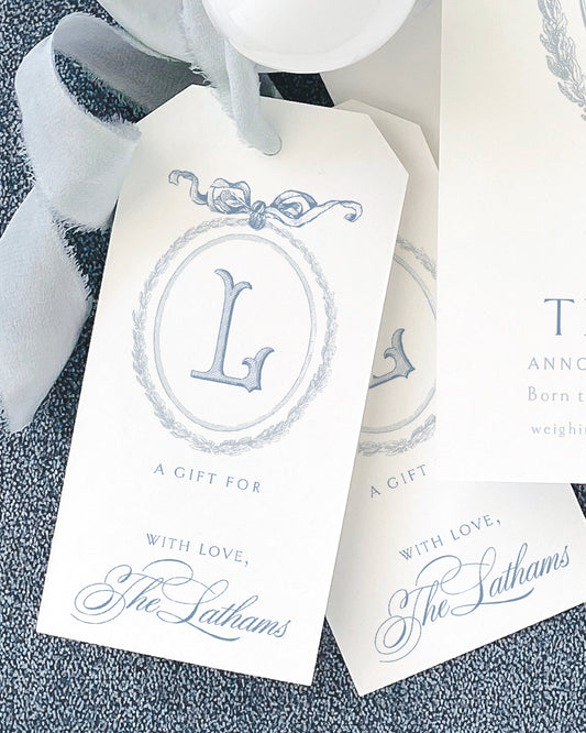 Blue Ribbon Christmas Gift Tag