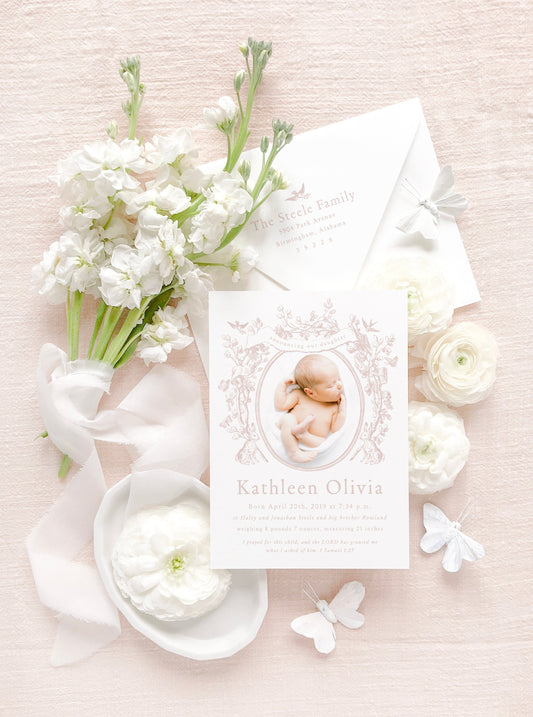 Little Girl Woodlands Announcement Empress Stationery