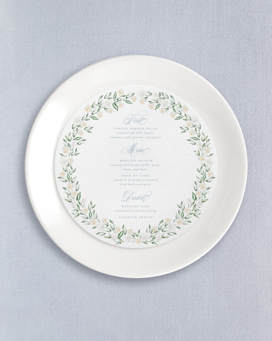 Round Dinner Menus Empress Stationery