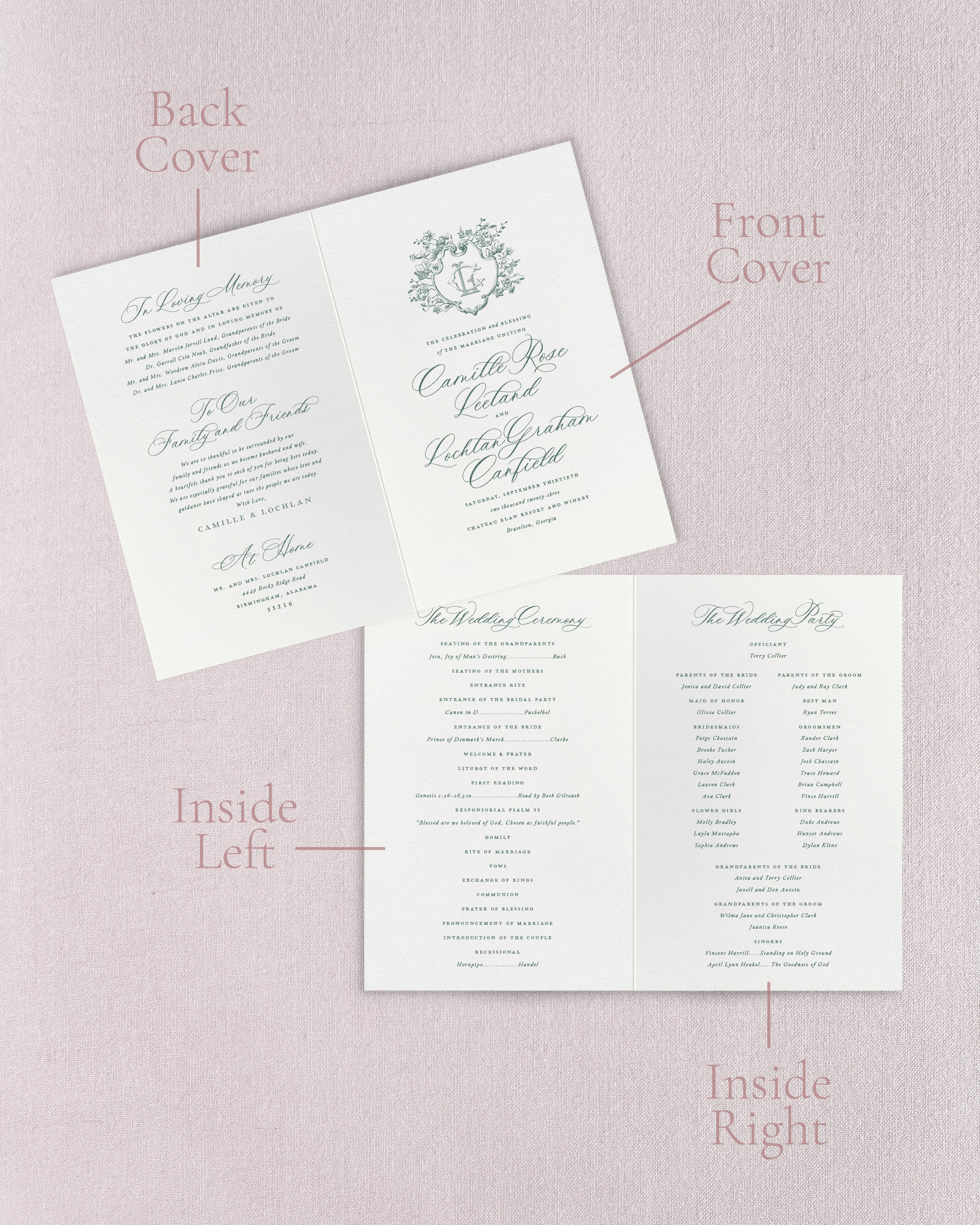Event Program Folded Folded Programs – Empress Stationery