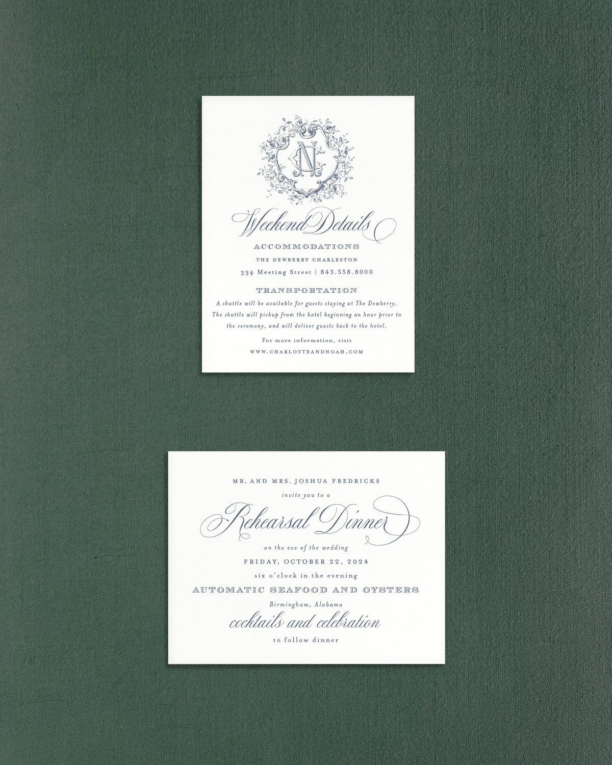 Charlotte Rehearsal or Welcome Party Insert – Empress Stationery