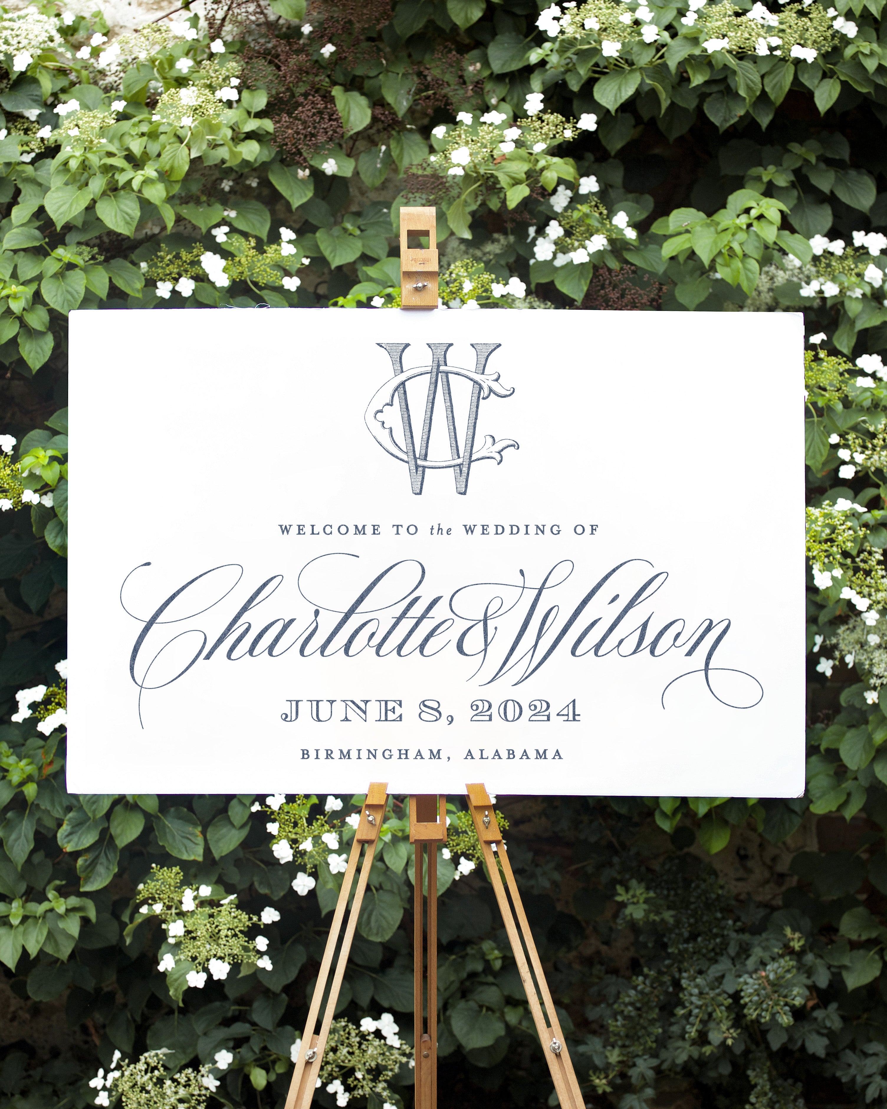 Monogram Crest Welcome Sign - Wedding Welcome Sign - Custom Wedding Sign - Printed 2024 Sign - Personalized Wedding Sign - Shipped Sign