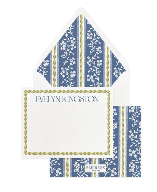 Cobalt Blooms Personalized Note Set