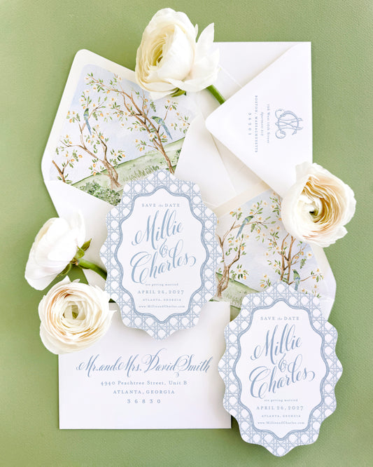 Eleanor Scalloped Chinoiserie Save the Date