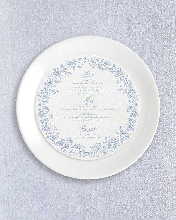 Round Dinner Menu Empress Stationery