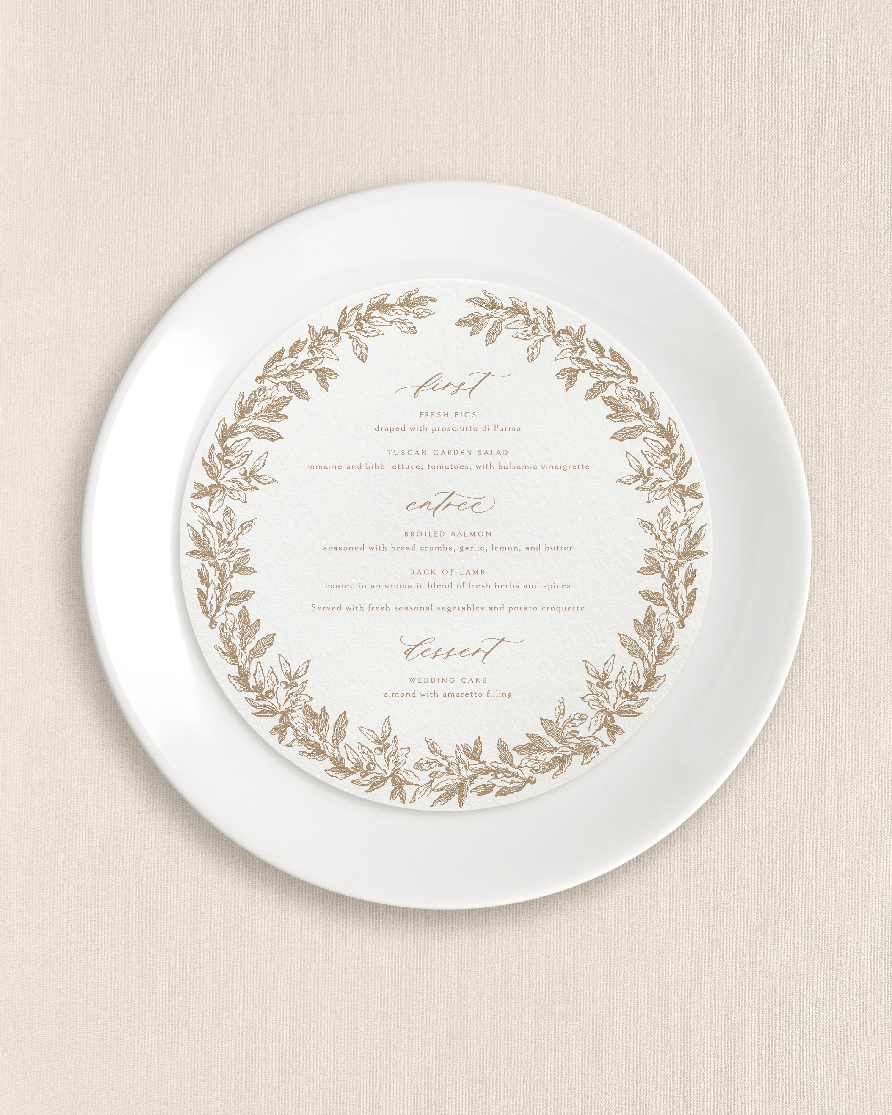 Menu Round Shape Round Dinner Menus – Empress Stationery