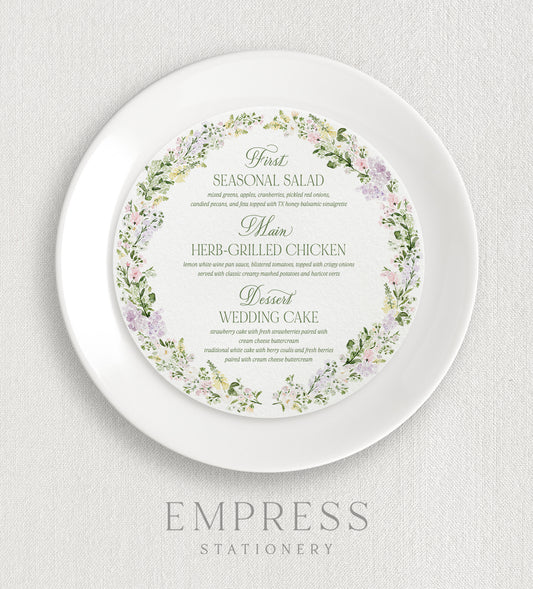 Emmeline Round Dinner Menus