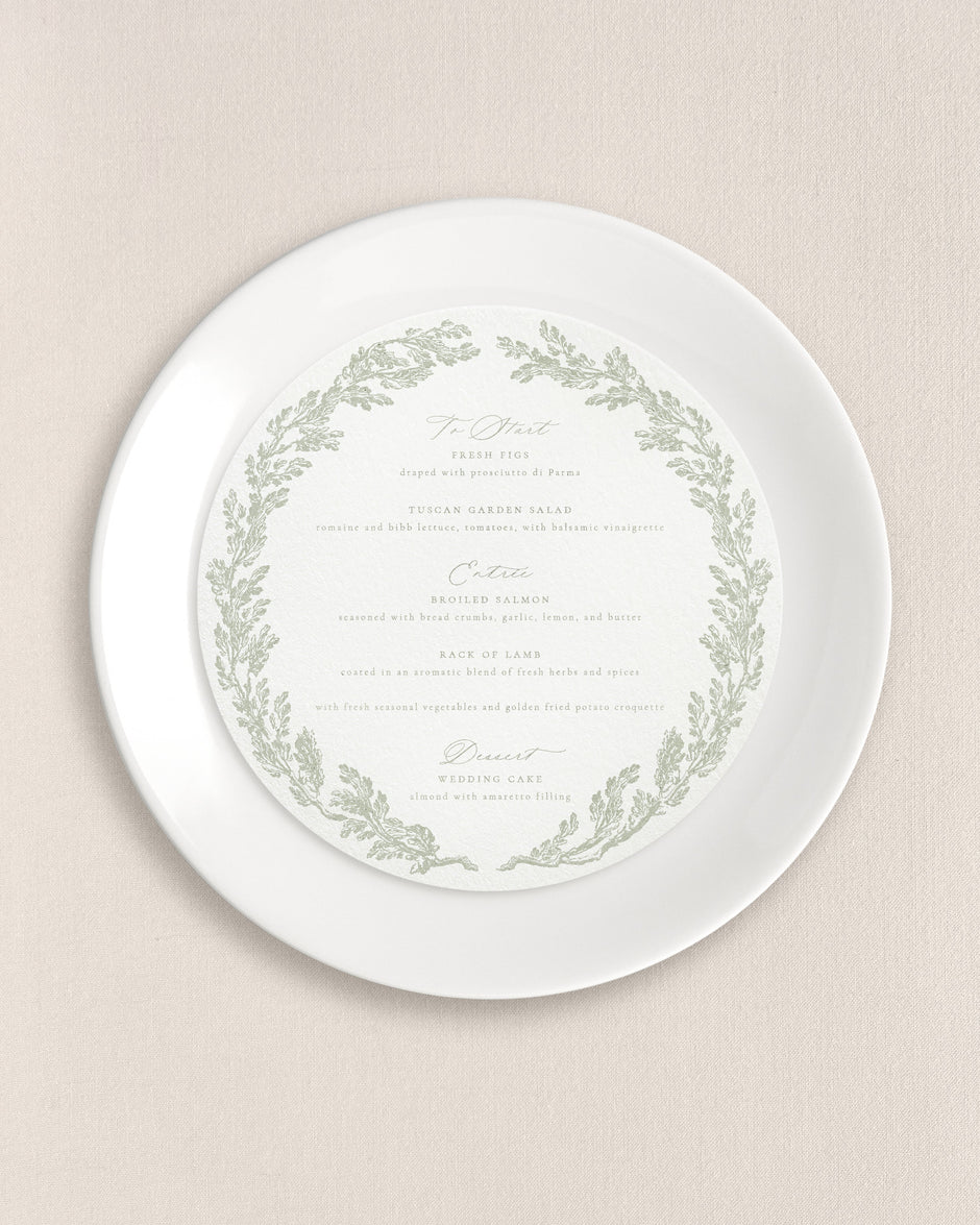 Round Dinner Menus Empress Stationery