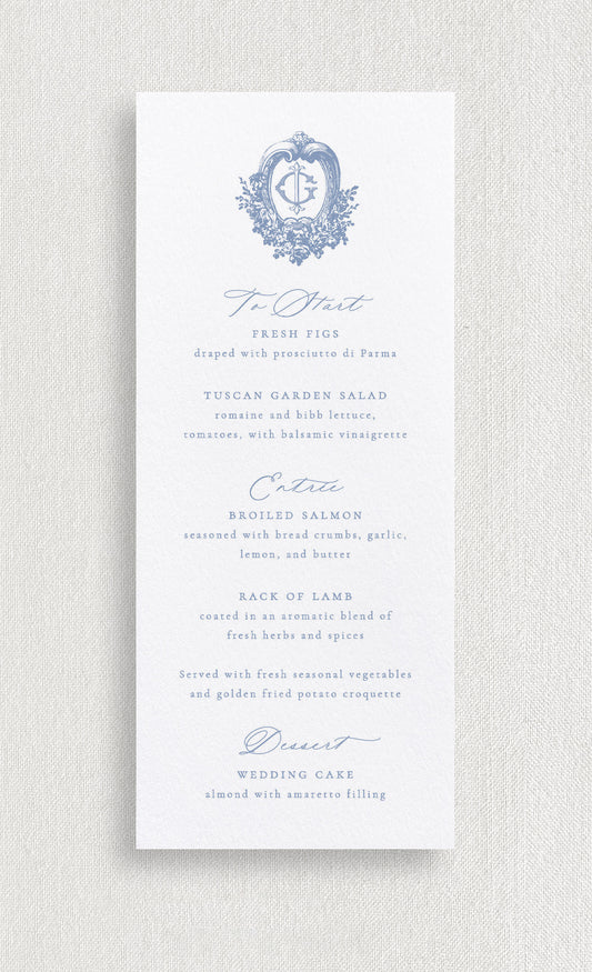 Ingrid Seated Dinner Menus