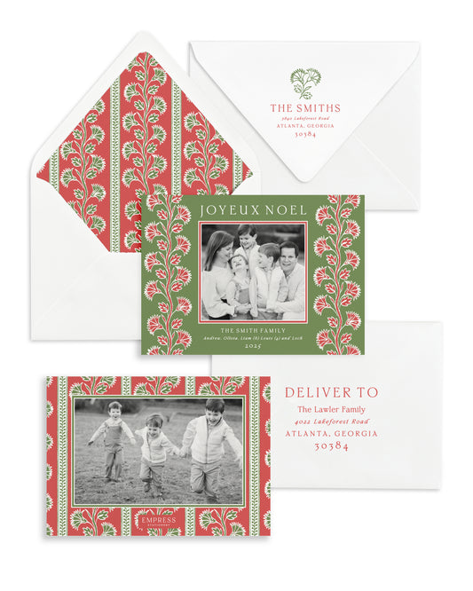 Red and Green Joyeux Noel Christmas Card