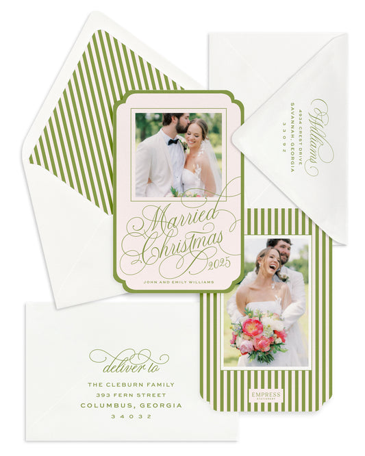 Chartreuse Stripes Newlywed Card